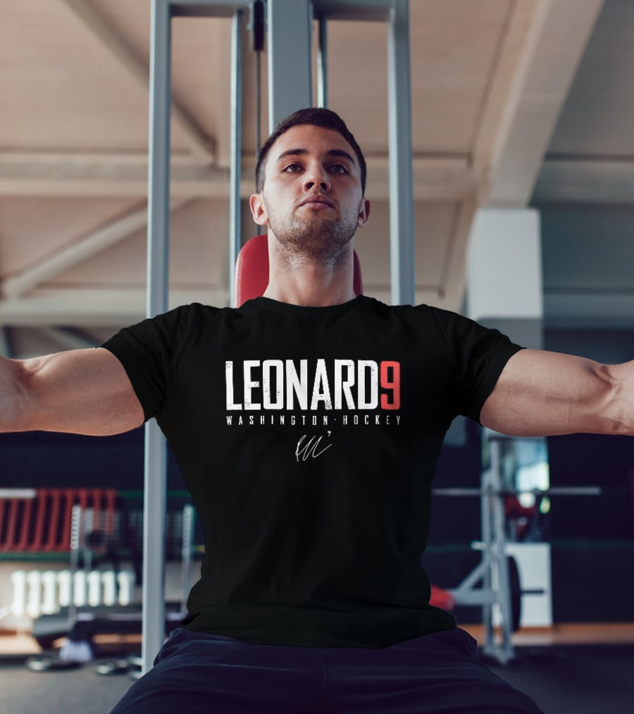 Leonard 9 Washington Hockey Player Distressed Signature T-Shirt