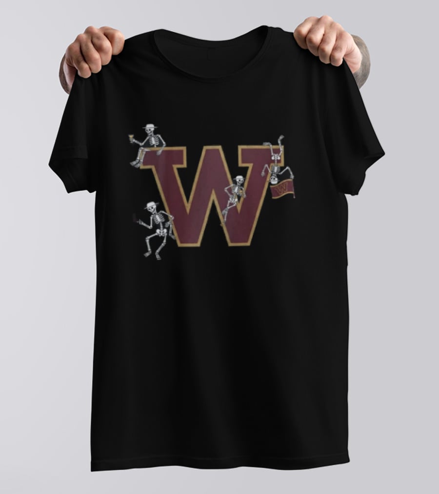 Washington Commanders Skeletons Drinking Party With W T-Shirt