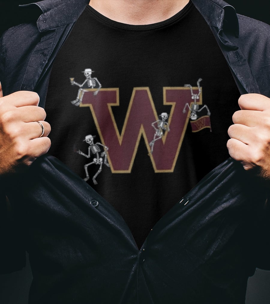 Washington Commanders Skeletons Drinking Party With W T-Shirt