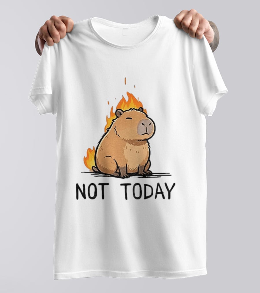 Capybara On Fire Not Today Calm Meme T-Shirt