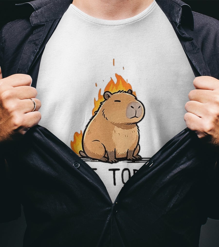 Capybara On Fire Not Today Calm Meme T-Shirt