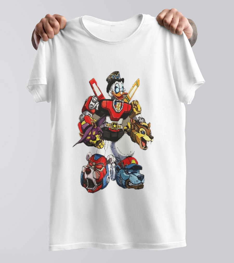 Cartoon Duck Mecha Robot Animal Armor Combination With Animal Heads T-Shirt