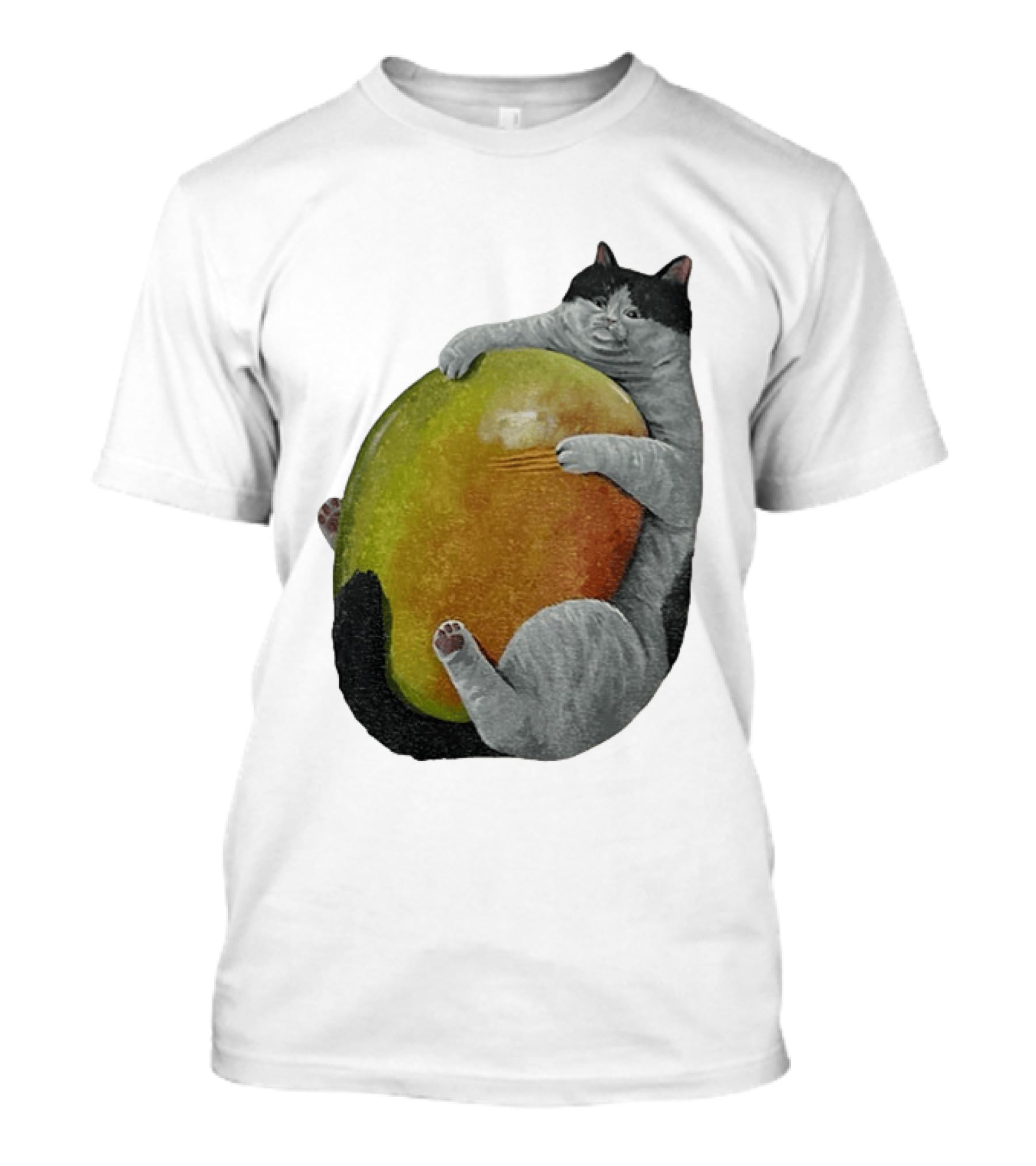 Cat Hugging Giant Mango Fruit T-Shirt