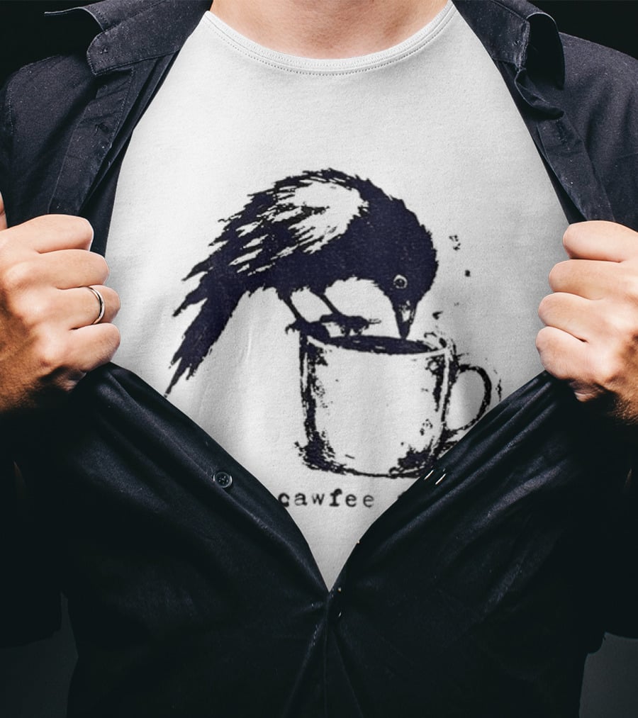 Cawfee First Crow Coffee Lover Bird T-Shirt