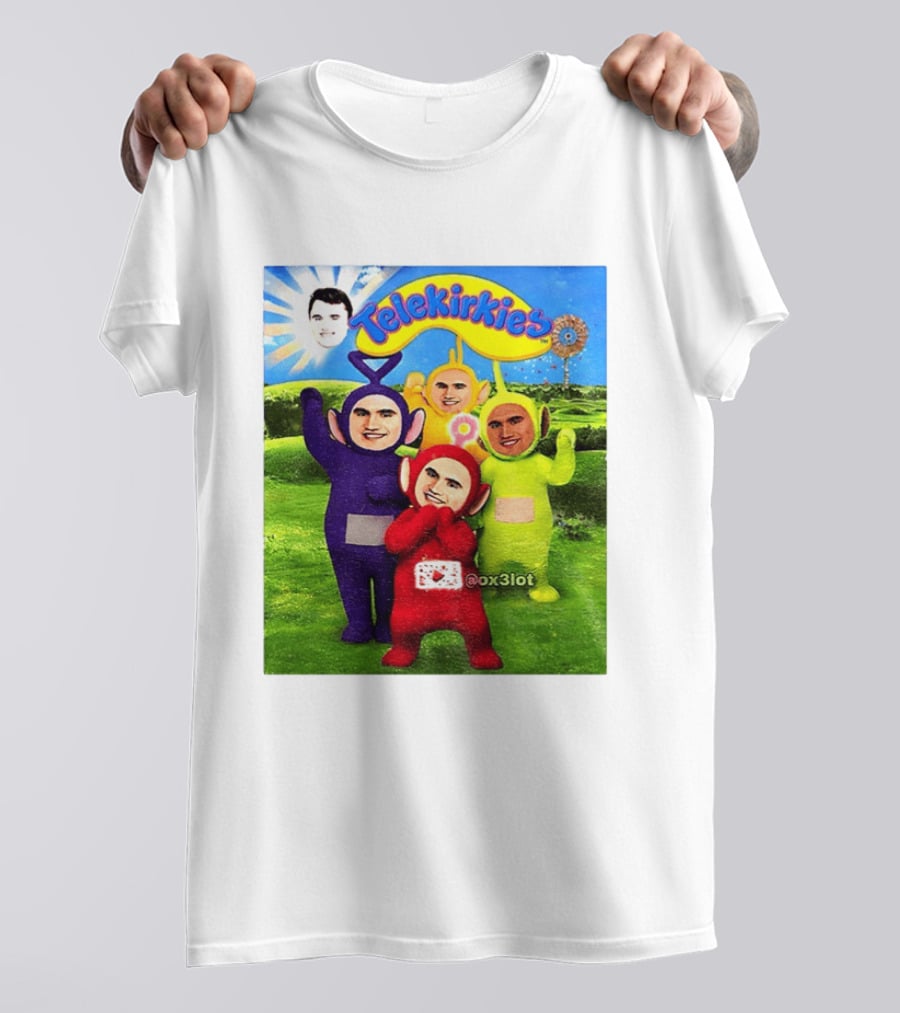 Charlie Kirk Telekirkies Meme Teletubbies Parody Face Swap T-Shirt