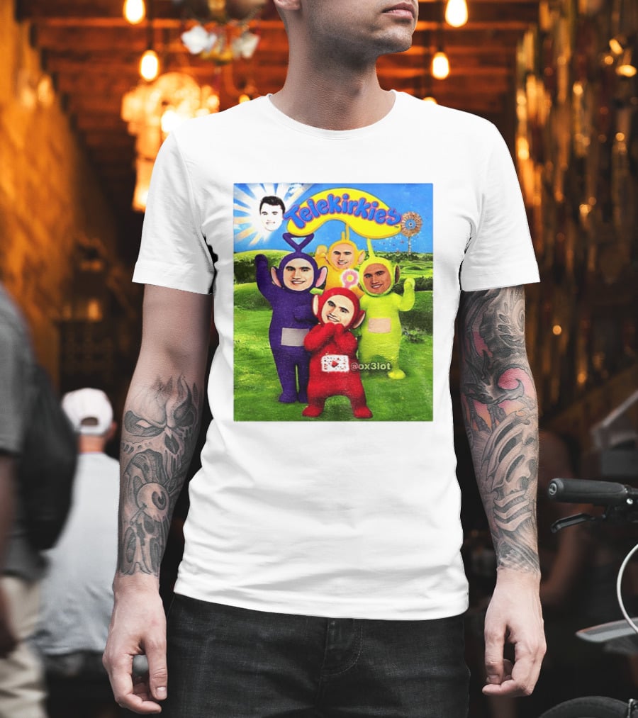 Charlie Kirk Telekirkies Meme Teletubbies Parody Face Swap T-Shirt