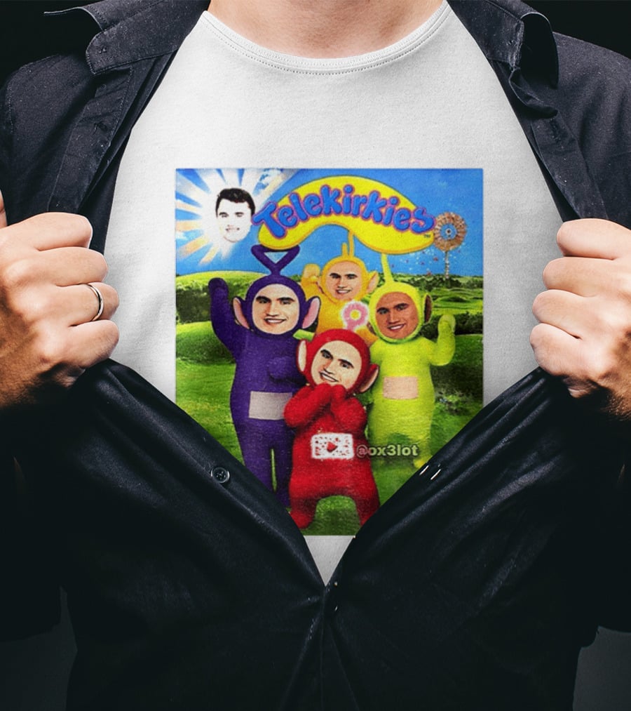 Charlie Kirk Telekirkies Meme Teletubbies Parody Face Swap T-Shirt