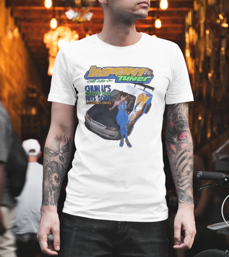 Import Tuner Chun Li's Widebody Silvia Hits Some Dangerous Curves Auto Racing Anime T-Shirt