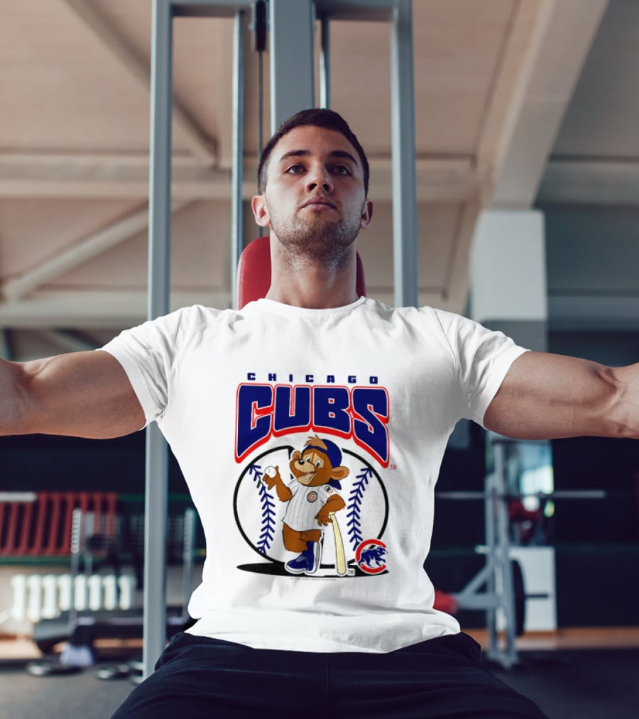 Chicago Cubs MLB 2026 Mania Bear Character Baseball Bat T-Shirt