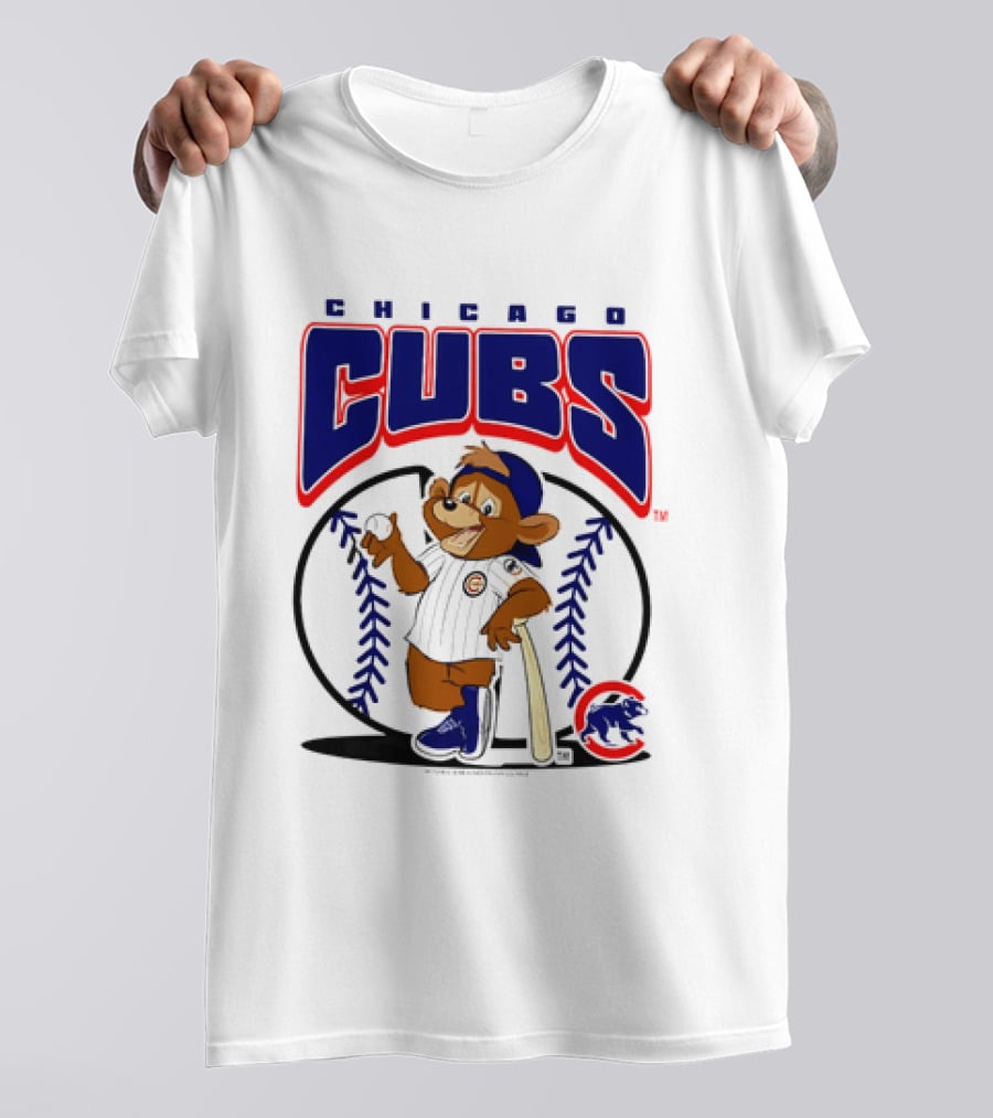 Chicago Cubs MLB 2026 Mania Bear Character Baseball Bat T-Shirt