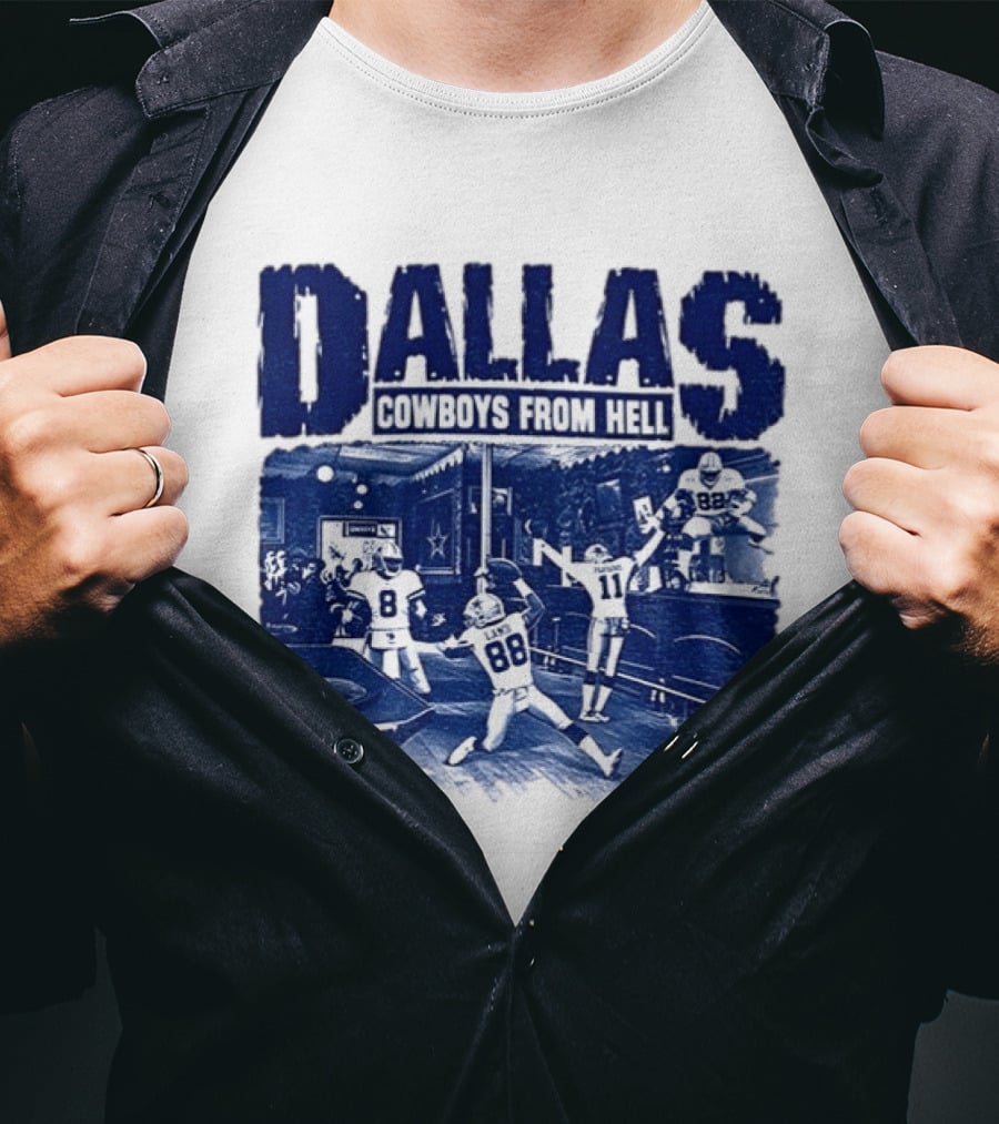 Dallas Cowboys From Hell Football Bar Scene T-Shirt