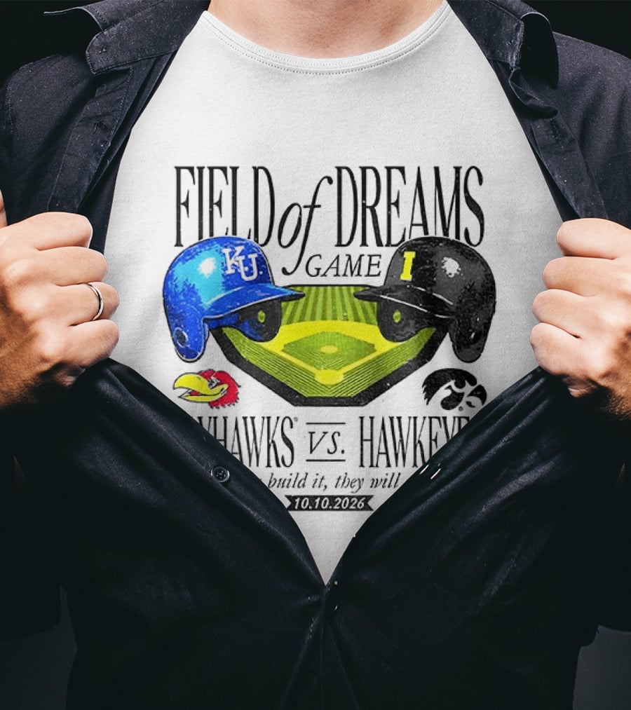 Field Of Dreams Game Kansas Jayhawks Vs Iowa Hawkeyes 10.10.2026 T-Shirt