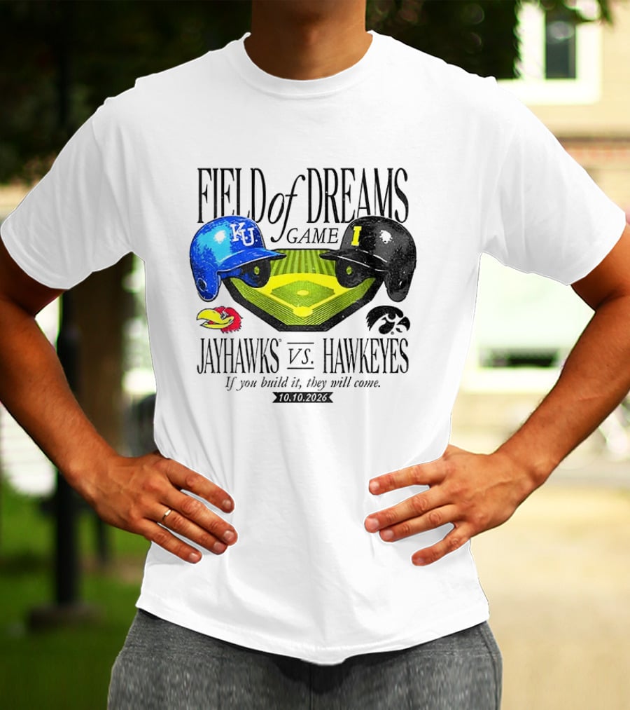 Field Of Dreams Game Kansas Jayhawks Vs Iowa Hawkeyes 10.10.2026 T-Shirt