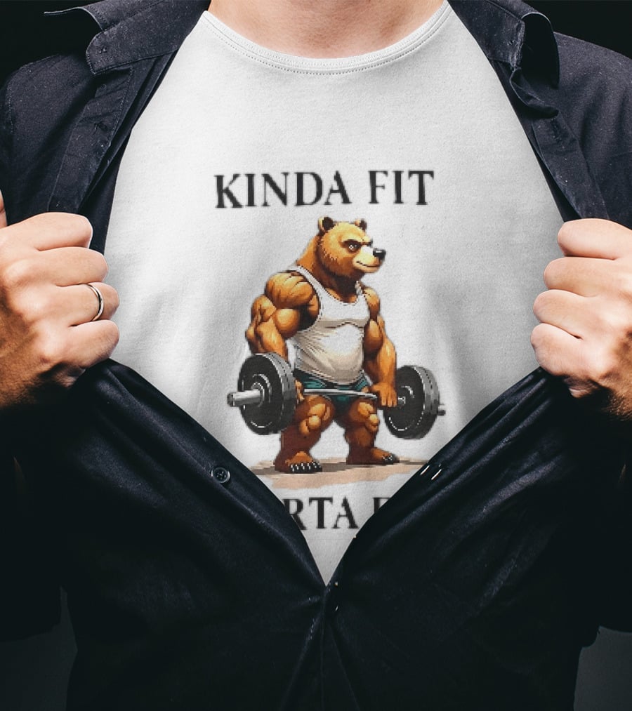 Kinda Fit Sorta Fat Bear Lifting Weights T-Shirt