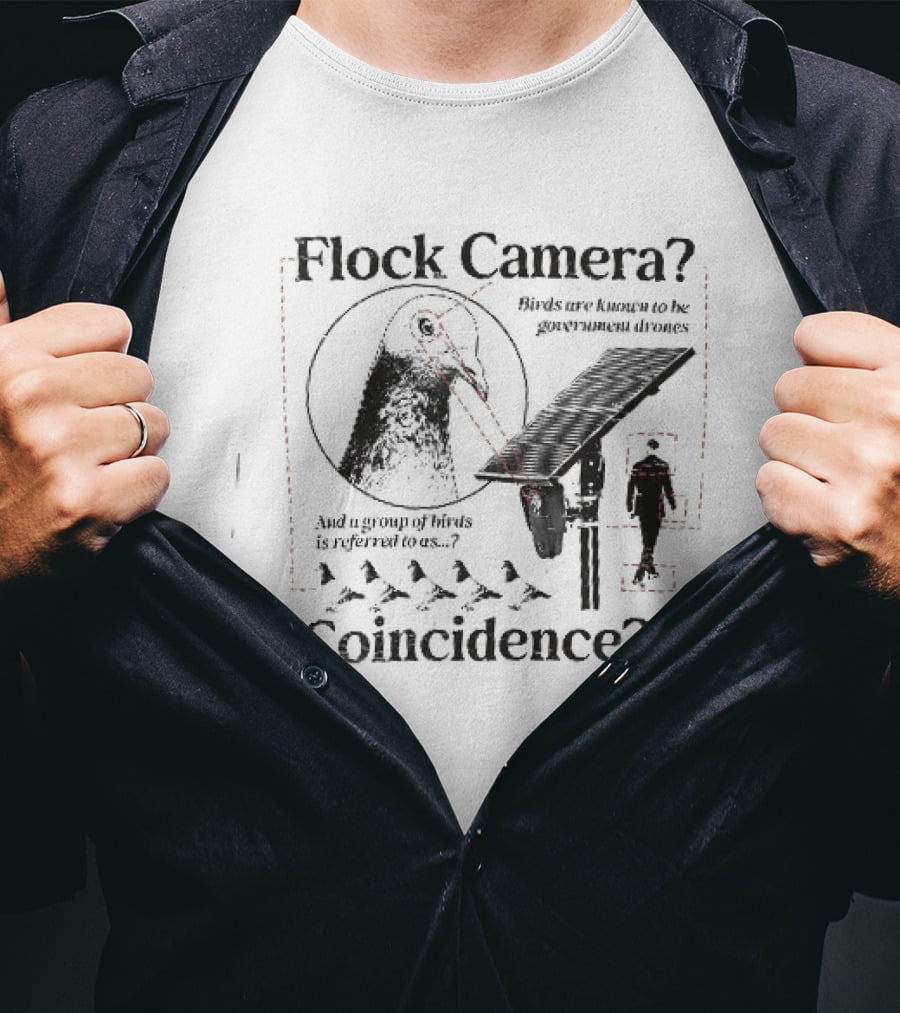 Flock Camera Birds Are Known To Be Government Drones Coincidence Pigeon Surveillance Theory T-Shirt