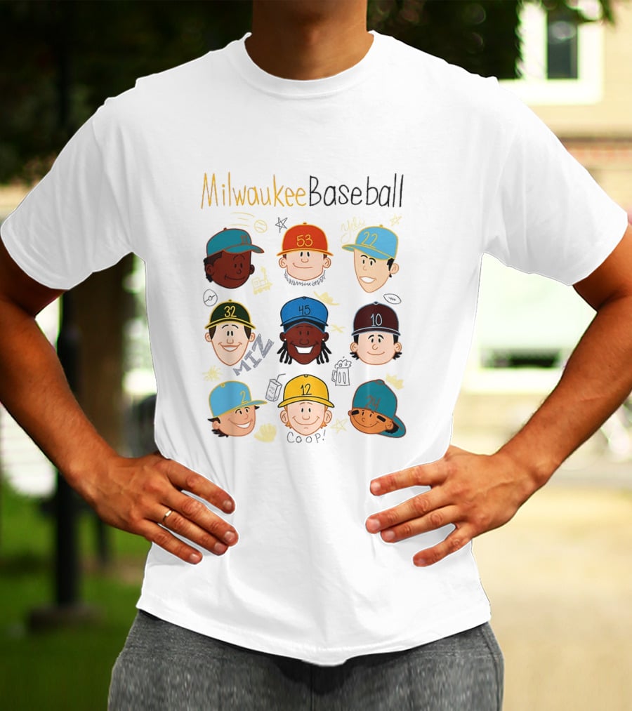 Milwaukee Baseball Players Cartoon Faces Yeli Coop Miz T-Shirt