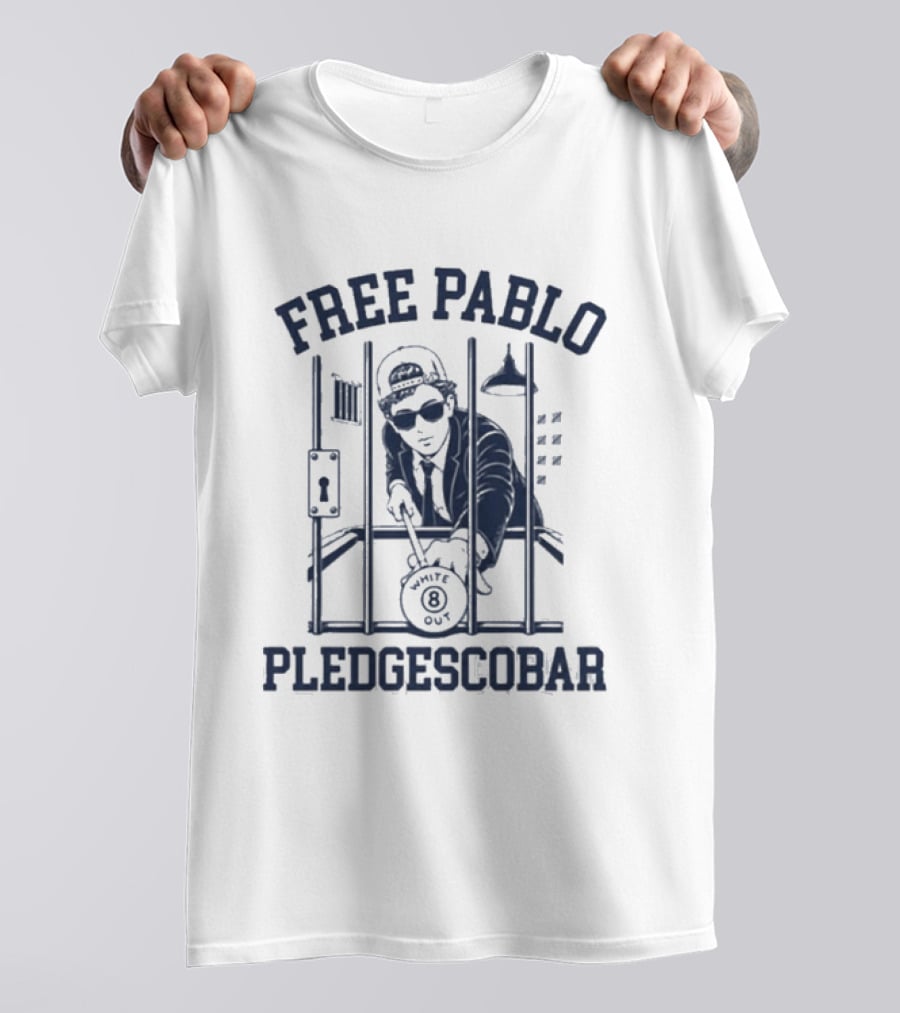 Free Pablo Pledgescobar Jail Break White Out T-Shirt