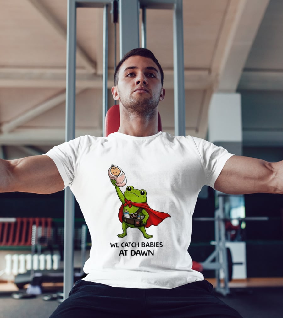 Frog Hero We Catch Babies At Dawn With Red Cape T-Shirt
