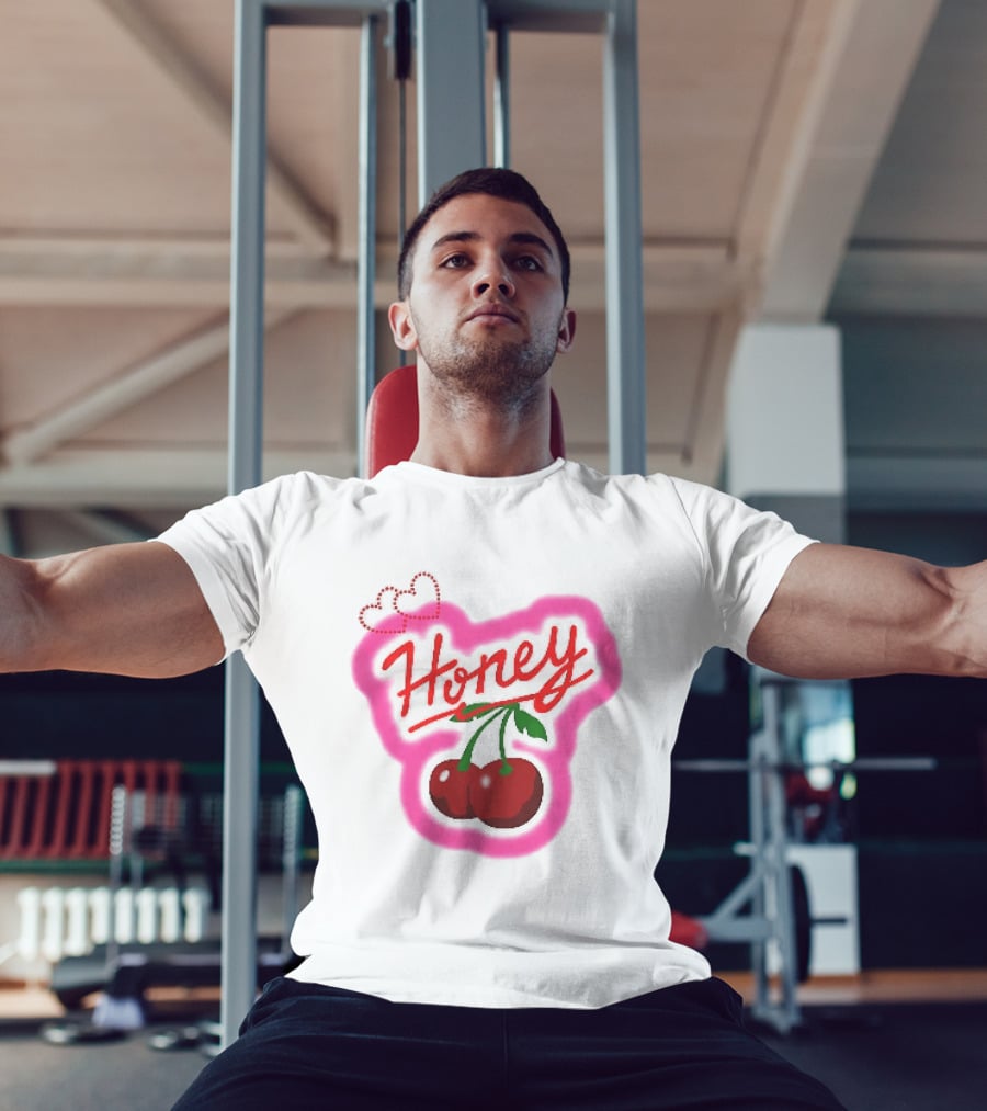 Honey Red Cherries Neon Heart T-Shirt
