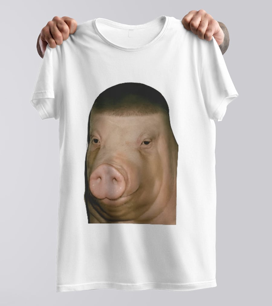 Photorealistic Close Up Pig Face Edgar Haircut Cutout T-Shirt