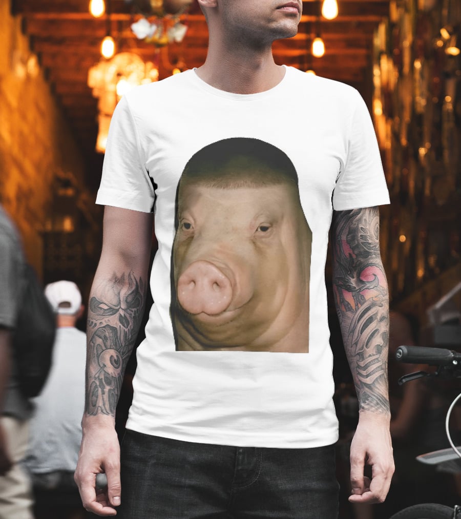 Photorealistic Close Up Pig Face Edgar Haircut Cutout T-Shirt