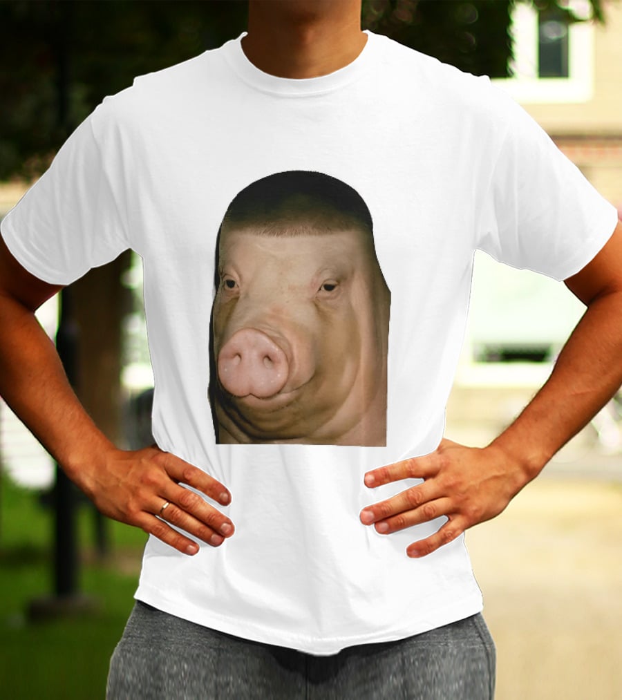 Photorealistic Close Up Pig Face Edgar Haircut Cutout T-Shirt
