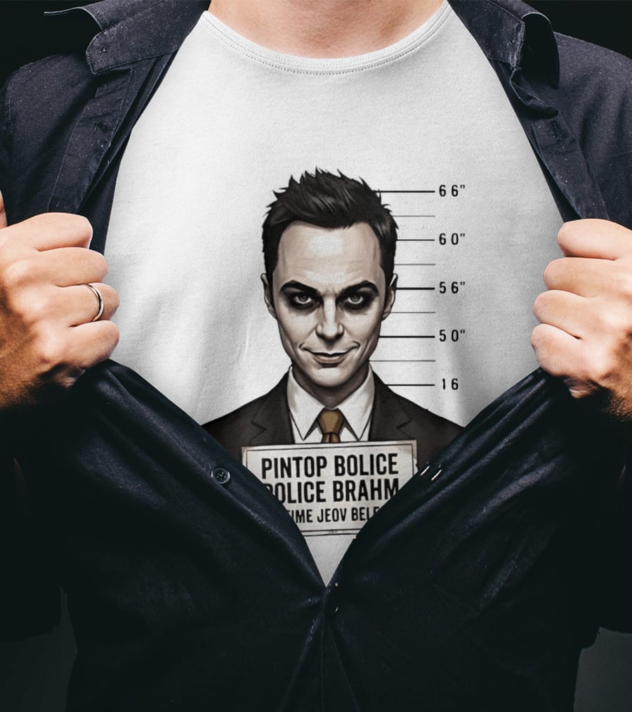 Sheldon Cooper Shot Parody Pintop Police Joker T-Shirt