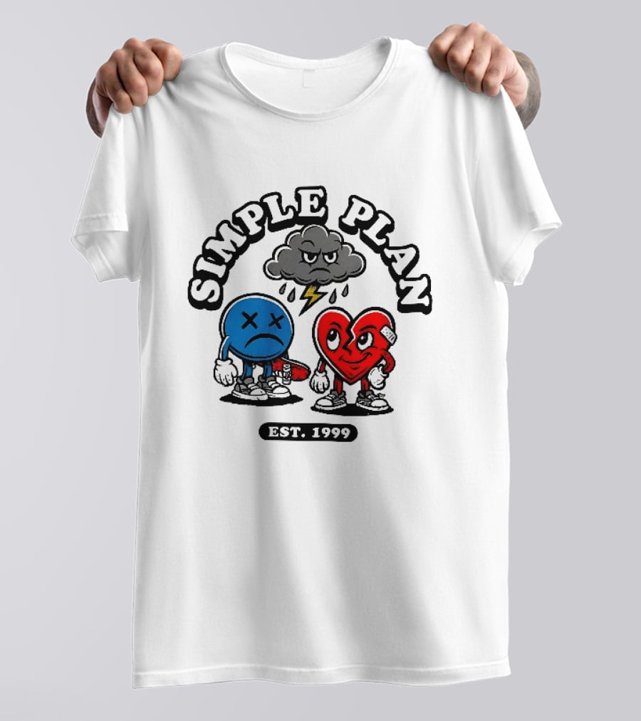 Simple Plan Est 1999 Sad Face Broken Heart Storm Cloud T-Shirt