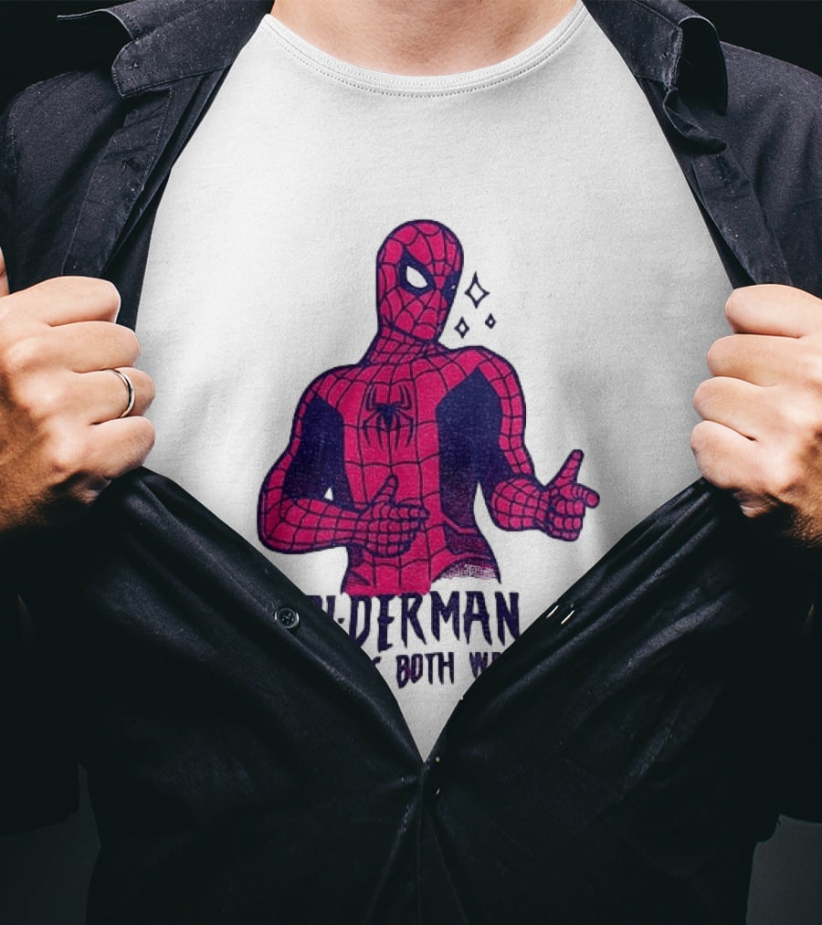 Bi Derman Swings Both Ways Superhero Spiderman T-Shirt