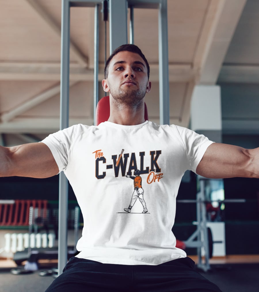 C Walk Off Baseball Player Batter Pointing Bat Toss Line T-Shirt