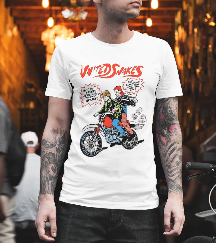 United Snakes Get On Loser We're Going To The Arcade Motorcycle Adventure T-Shirt