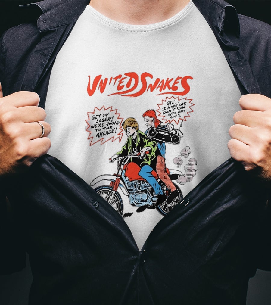 United Snakes Get On Loser We're Going To The Arcade Motorcycle Adventure T-Shirt