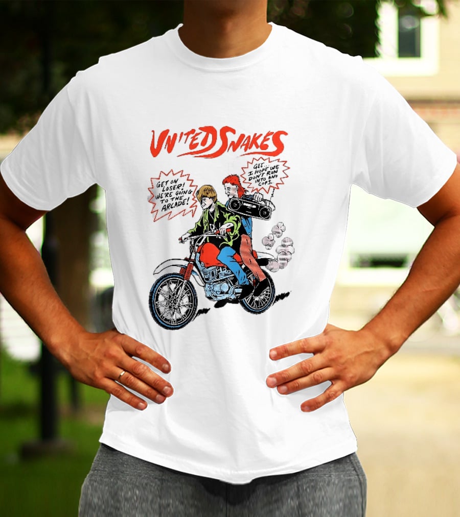 United Snakes Get On Loser We're Going To The Arcade Motorcycle Adventure T-Shirt