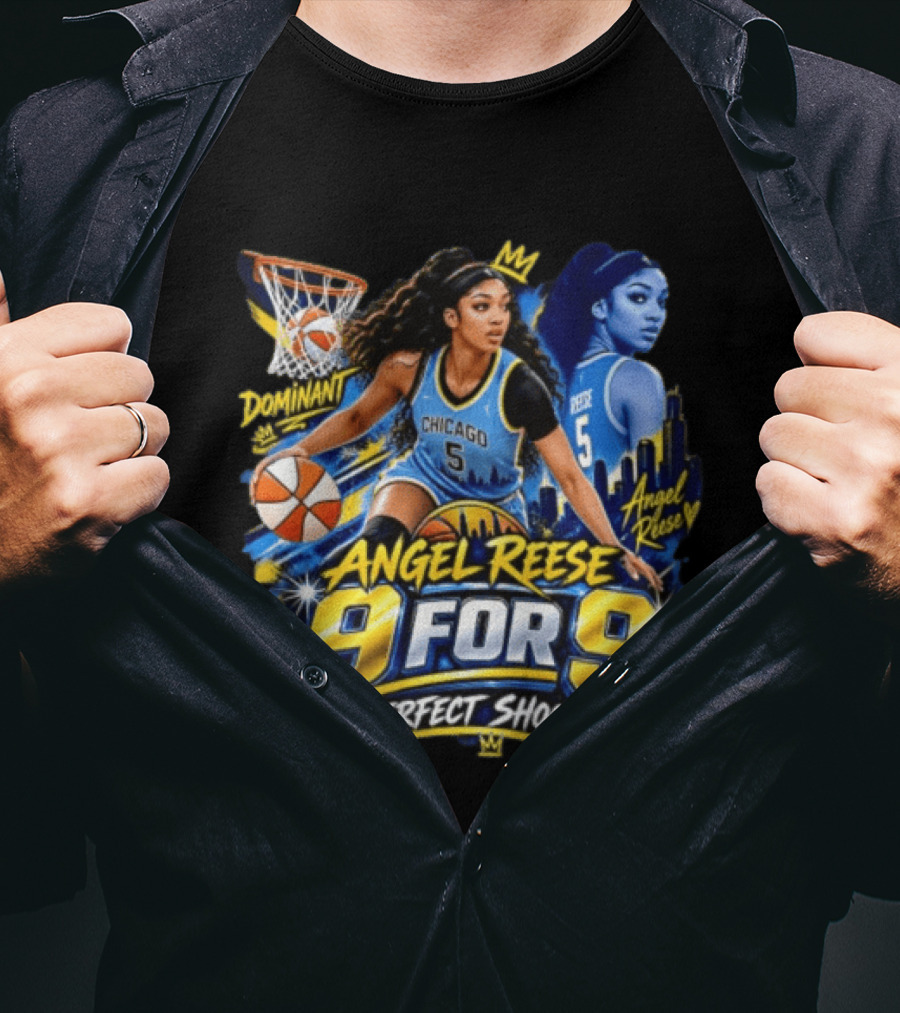 Angel Reese 9 For 9 Perfect Shooting Dominant Chicago Basketball T-Shirt