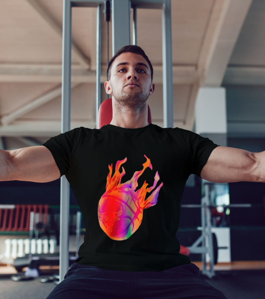 Chicago Bulls NBA Basketball Flaming Fireball NBA Fans Merchandise T-Shirt