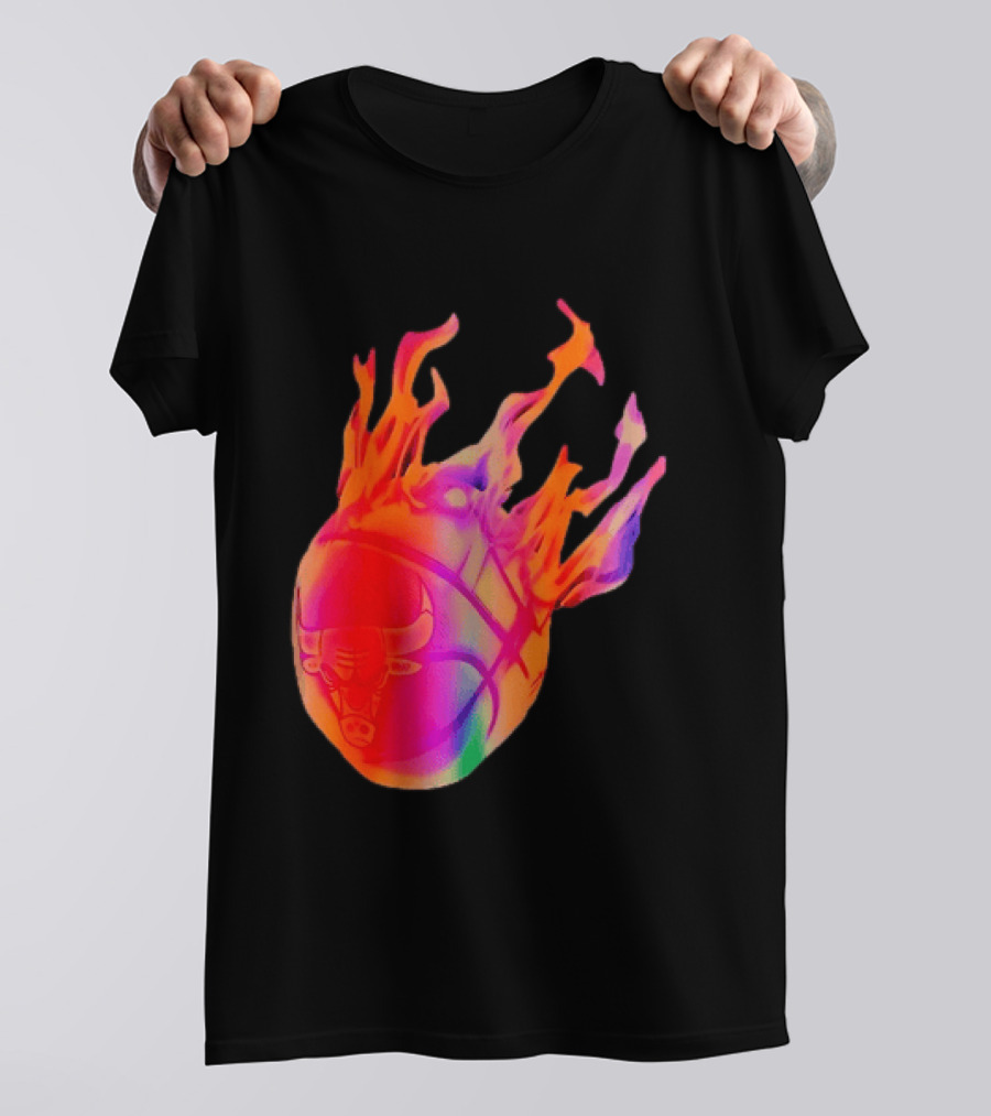 Chicago Bulls NBA Basketball Flaming Fireball NBA Fans Merchandise T-Shirt