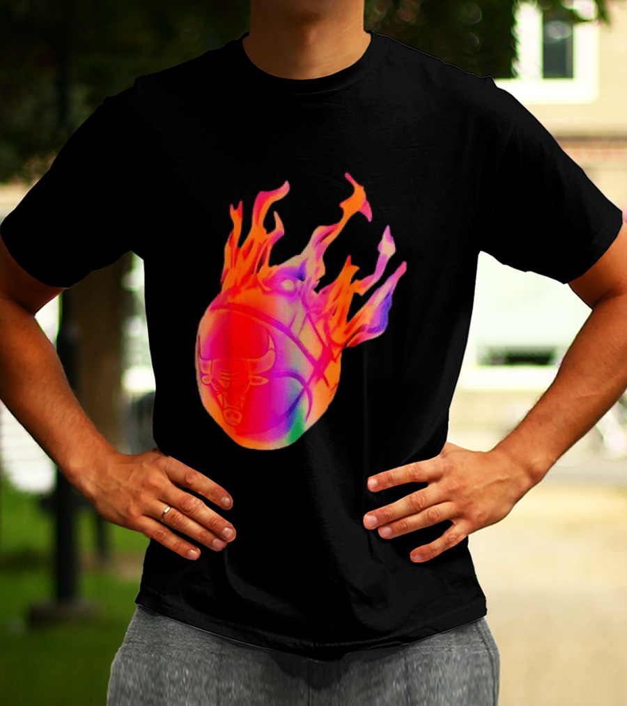 Chicago Bulls NBA Basketball Flaming Fireball NBA Fans Merchandise T-Shirt