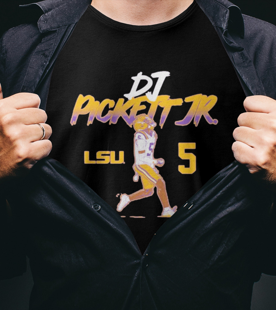 DJ Pickett Jr. LSU Tigers 5 Football Pose T-Shirt