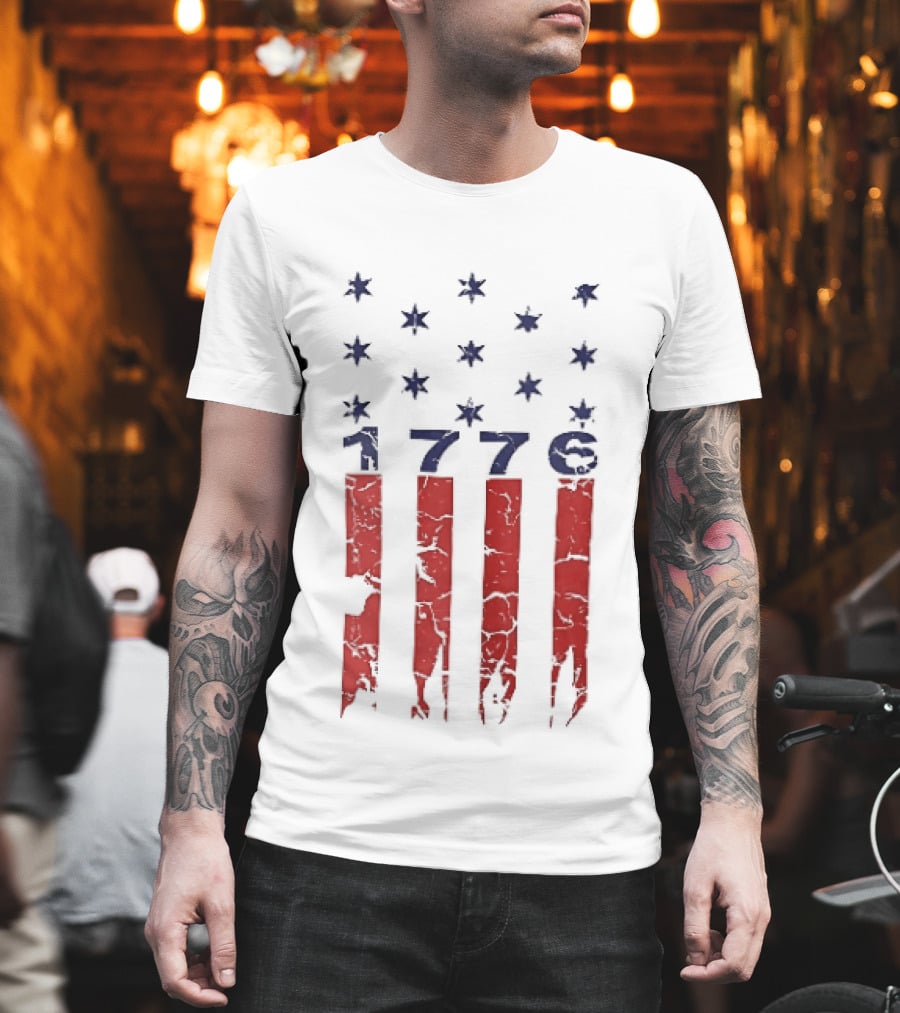 1776 Distressed American Flag Stars Stripes Patriotic T-Shirt