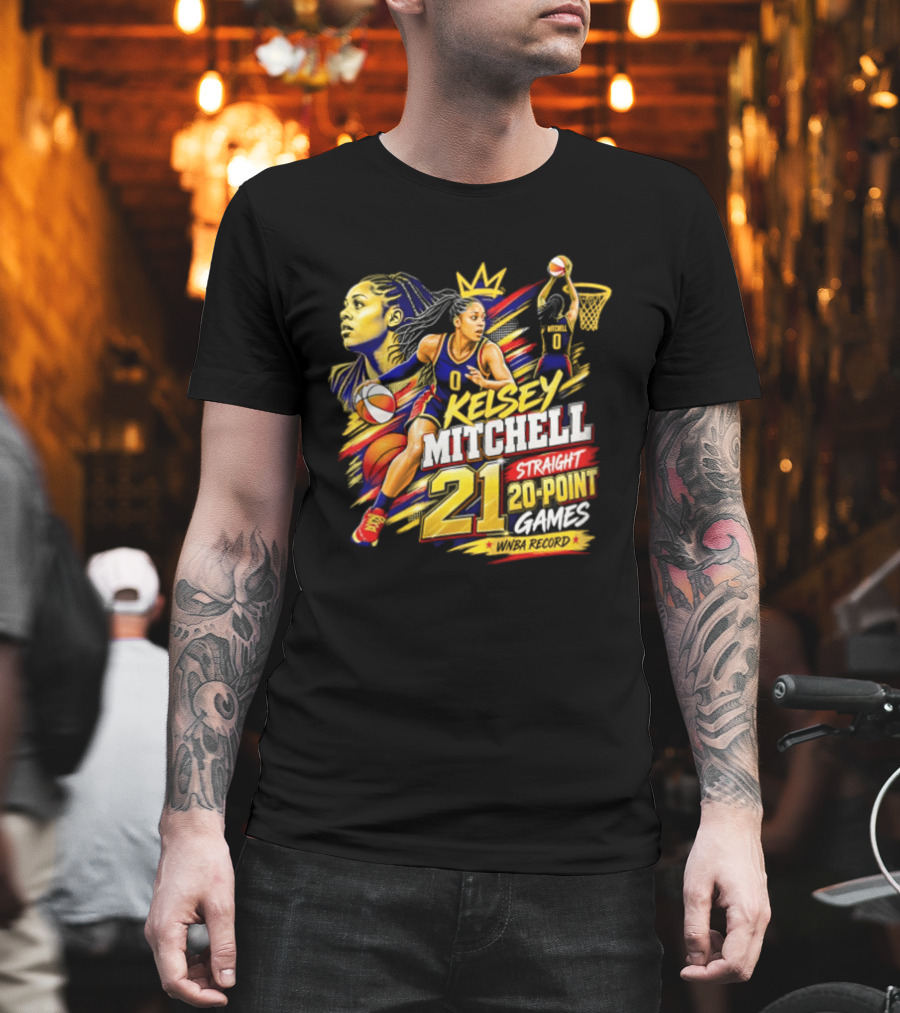 Kelsey Mitchell Straight 21 Straight 20 Point Games Basketball Monarch T-Shirt