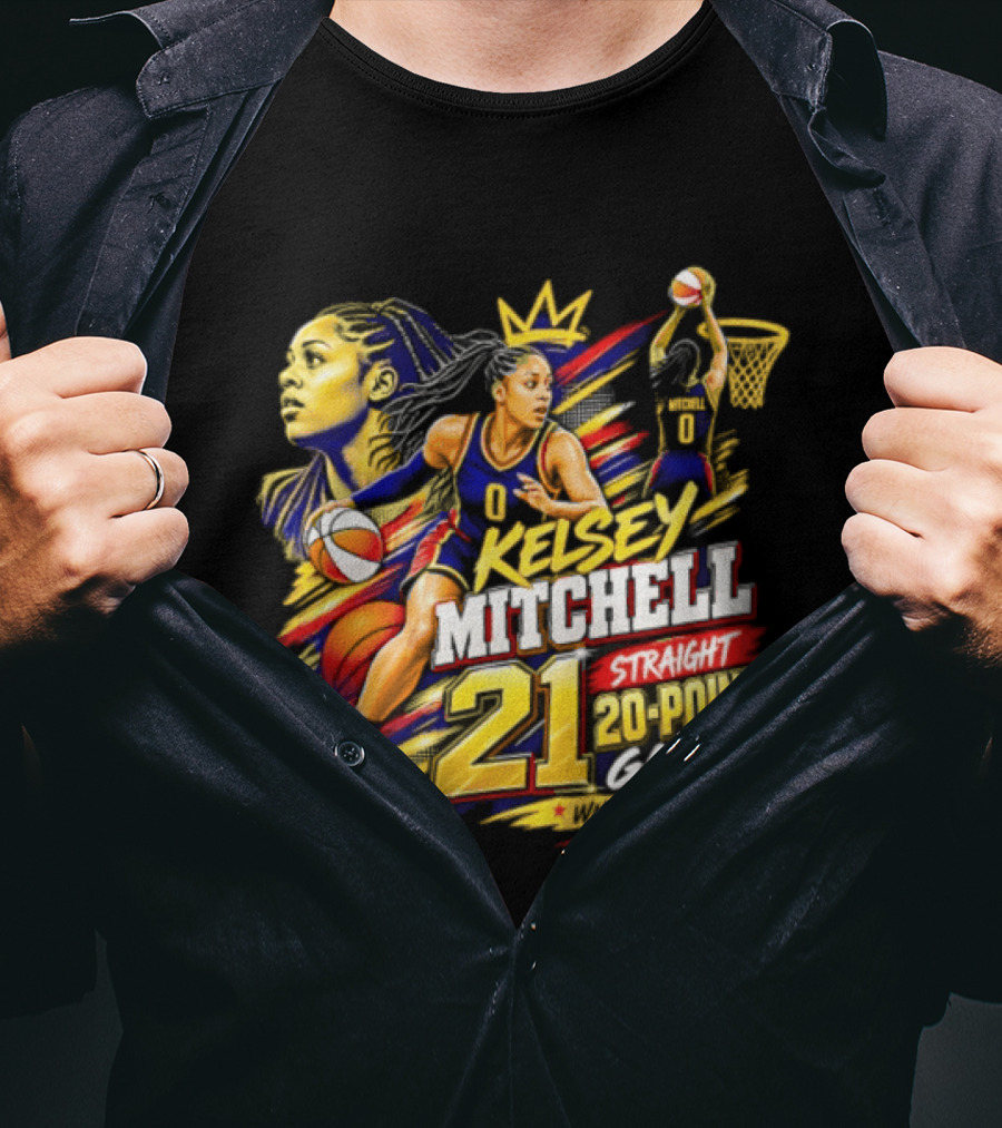Kelsey Mitchell Straight 21 Straight 20 Point Games Basketball Monarch T-Shirt