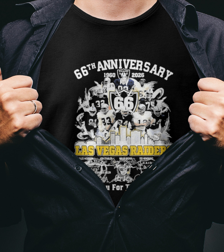 Las Vegas Raiders 66th Anniversary 1960 2026 Thank You For The Memories Celebration T-Shirt