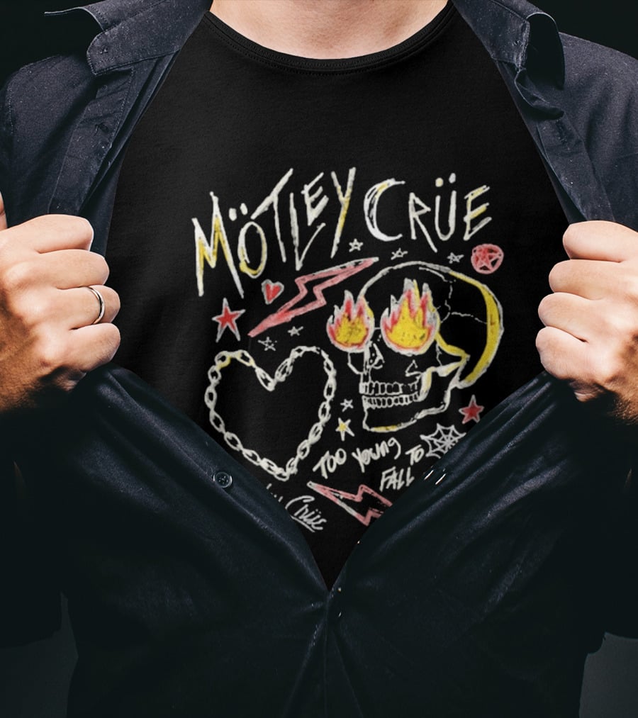 Mötley Crüe Skull Heart Lightning Too Young To Fall In Love Toddler 2026 T-Shirt