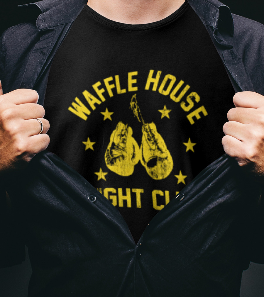 Waffle House Fight Club Boxing Gloves Stars T-Shirt