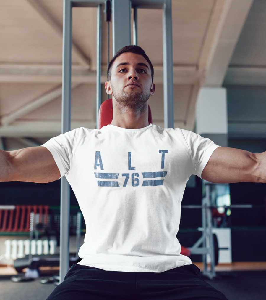ALT 76 Distressed Blue Horizontal Bars T-Shirt