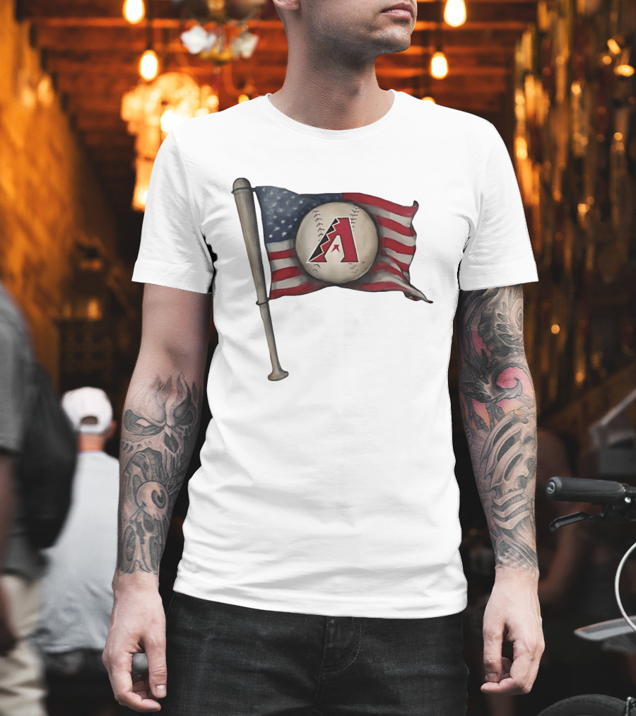 Arizona Diamondbacks American Flag Baseball Bat T-Shirt