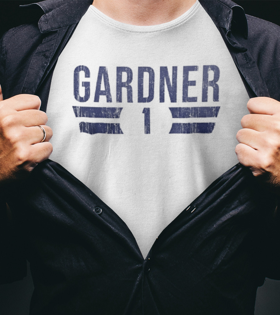 Gardner 1 Distressed Blue Block Horizontal Stripes T-Shirt