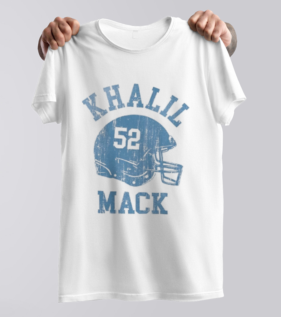 Khalil Mack 52 Distressed Powder Blue Football Helmet T-Shirt