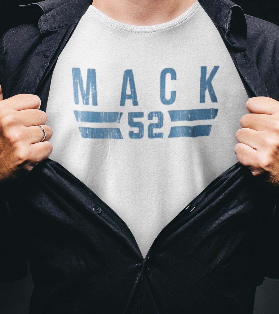 Mack 52 Distressed Blue Vintage Style Double Horizontal Stripes T-Shirt