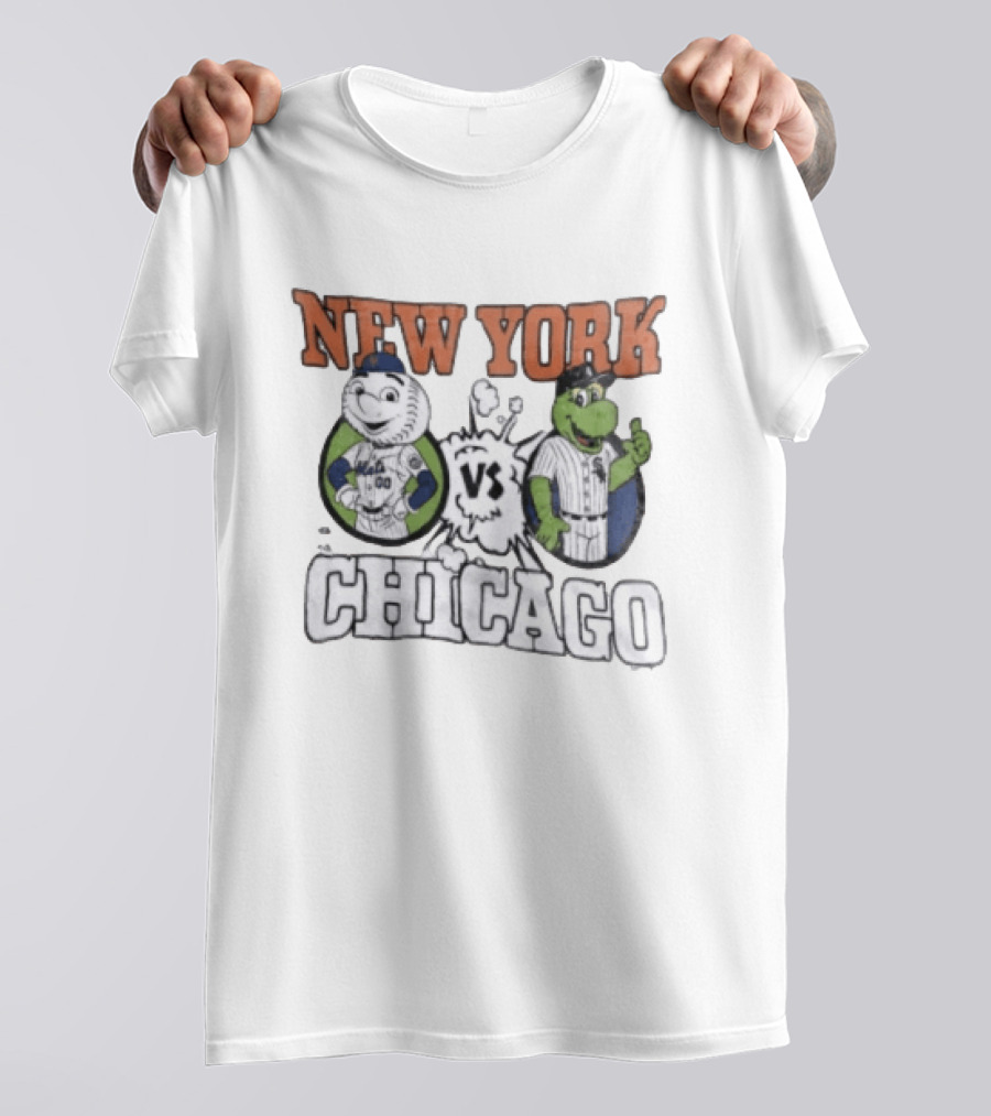 New York Vs Chicago Mets White Sox Mascots Faceoff T-Shirt